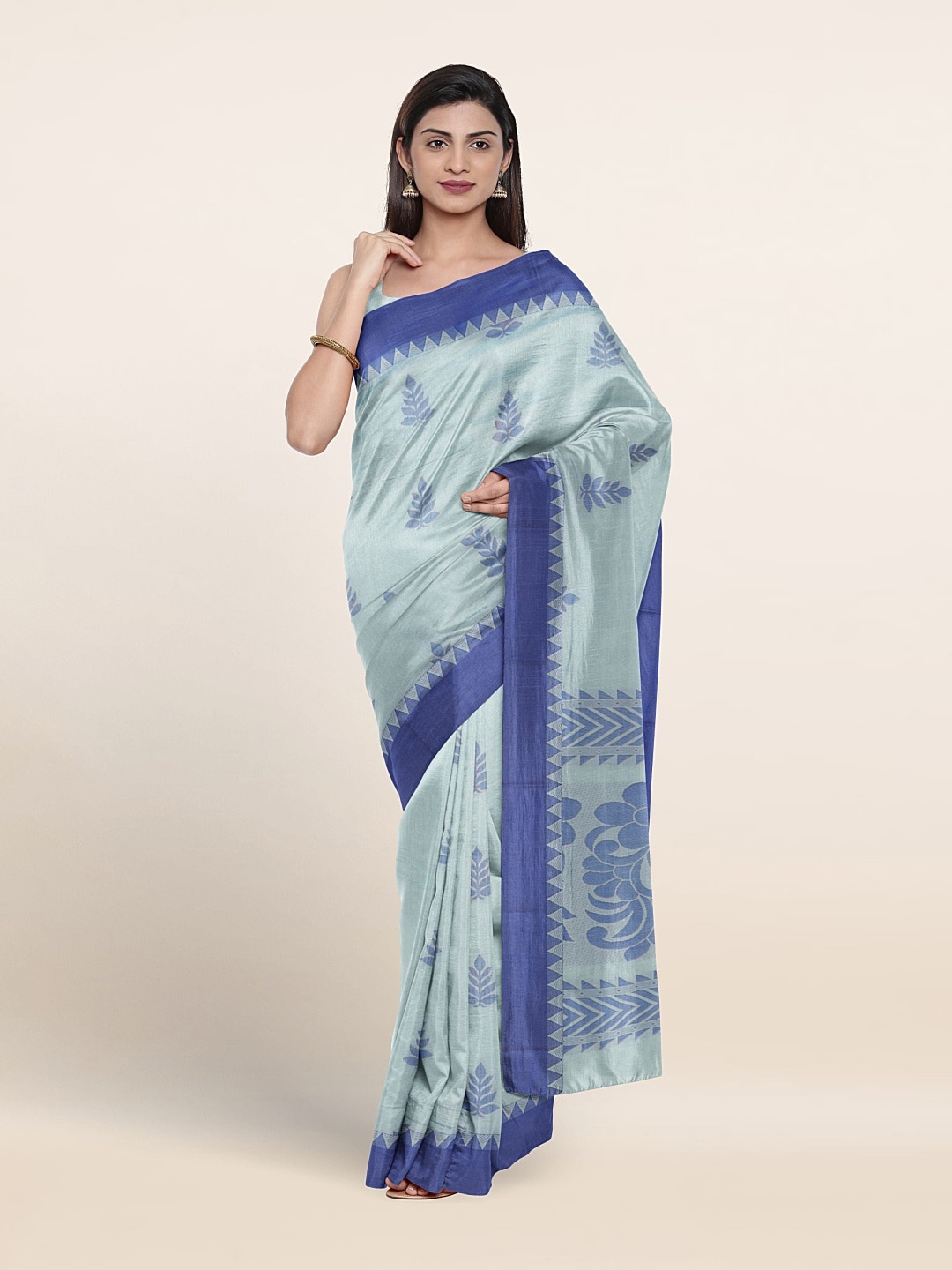 

Pothys Ethnic Motifs Woven Design Silk Cotton Saree, Blue