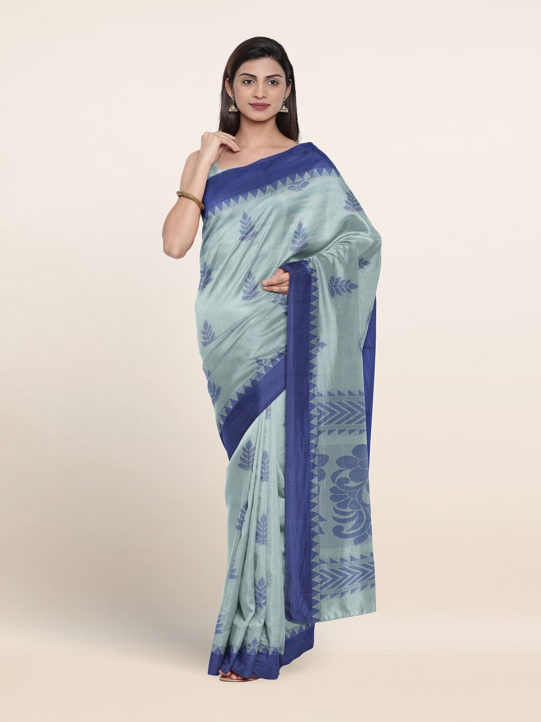 

Pothys Floral Motif Woven Design Pure Silk Saree, Blue