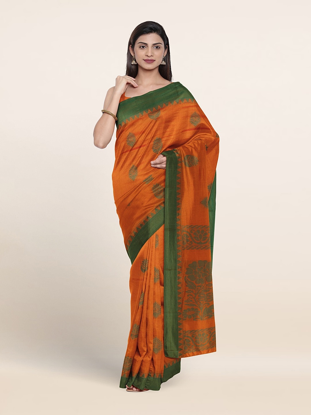 

Pothys Ethnic Motifs Woven Design Silk Cotton Saree, Orange