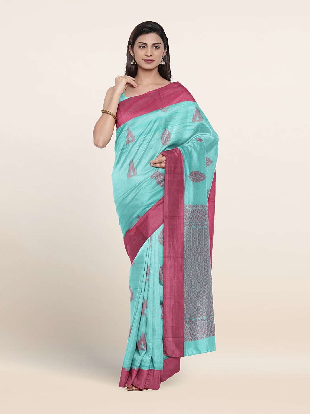 

Pothys Ethnic Motifs Woven Design Silk Cotton Saree, Blue