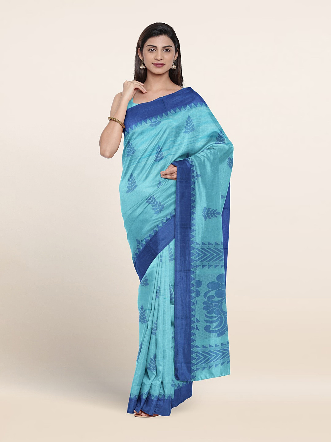 

Pothys Floral Woven Design Pure Silk Saree, Blue