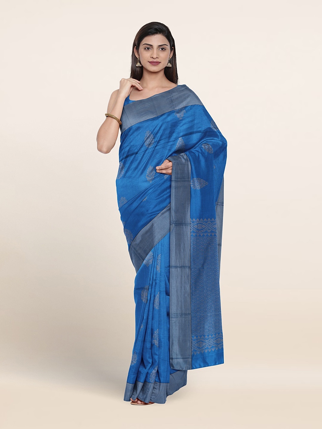 

Pothys Ethnic Motifs Woven Design Silk Cotton Saree, Blue