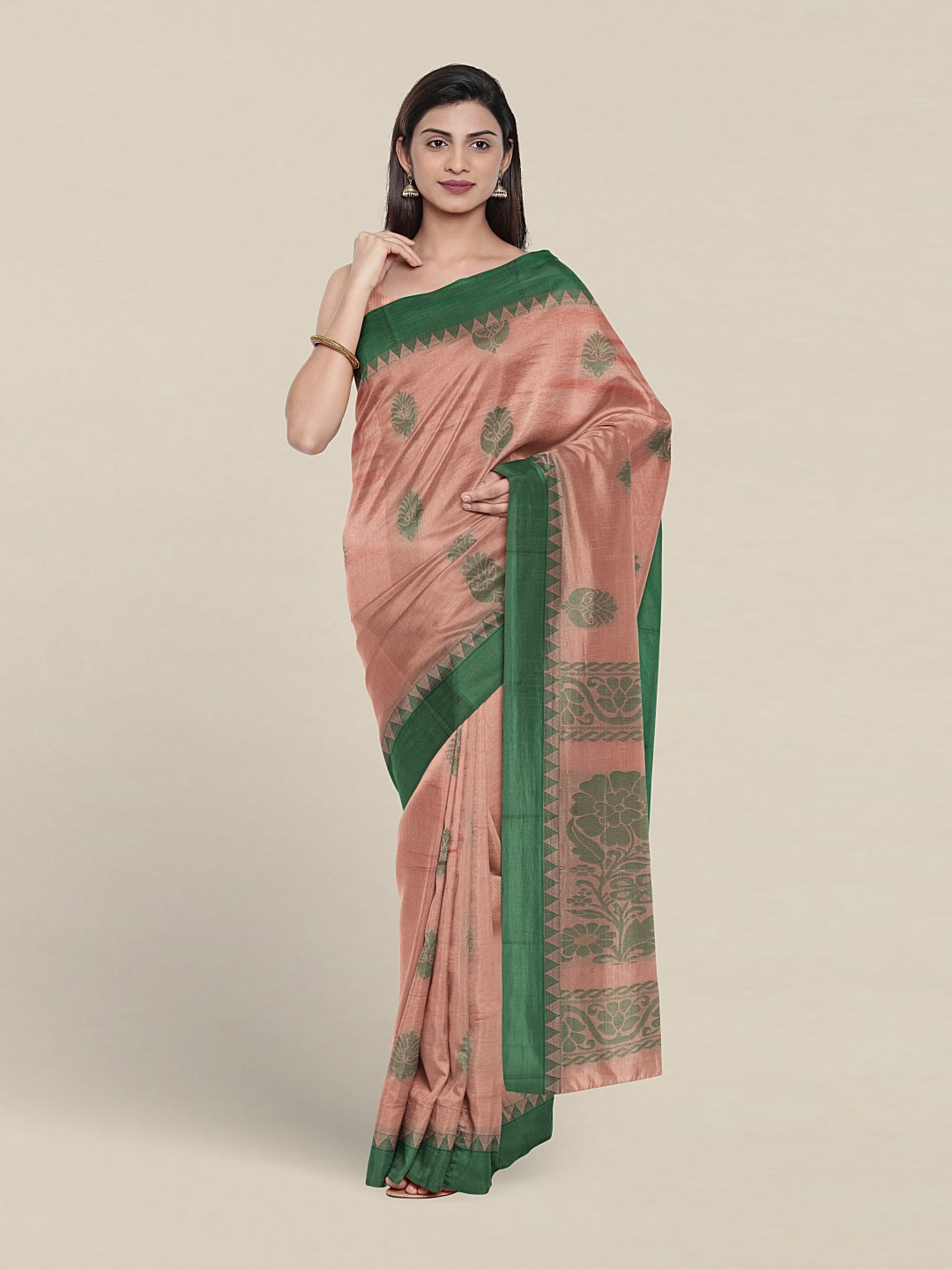

Pothys Floral Woven Design Pure Silk Saree, Peach