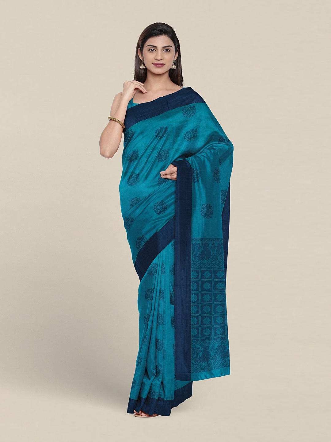 

Pothys Ethnic Motifs Woven Design Silk Cotton Saree, Blue