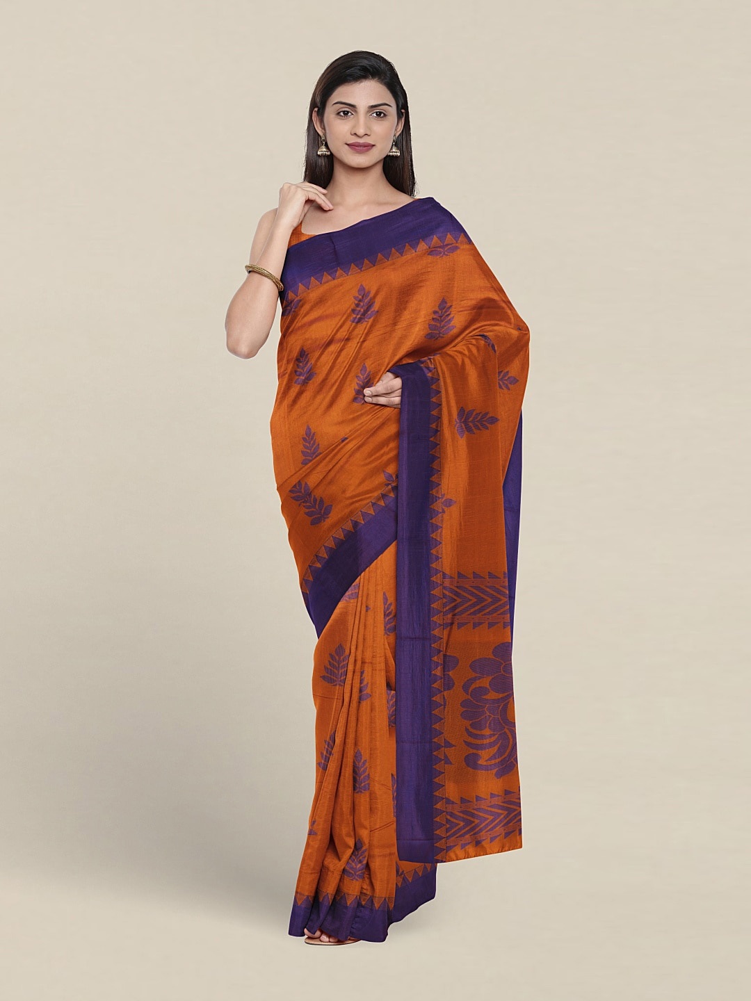 

Pothys Ethnic Motifs Woven Design Silk Cotton Saree, Orange