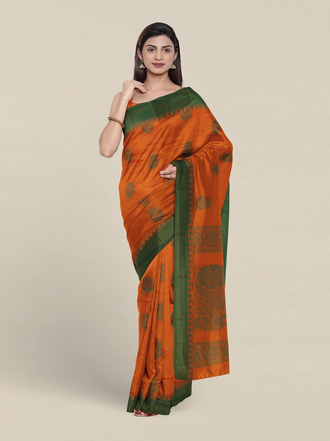 

Pothys Ethnic Motif Woven Design Pure Silk Saree, Orange