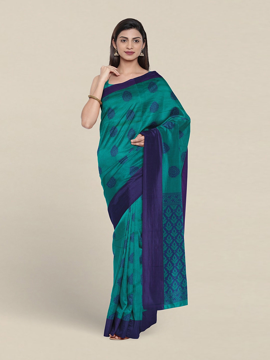 

Pothys Ethnic Motif Woven Design Pure Silk Saree, Green