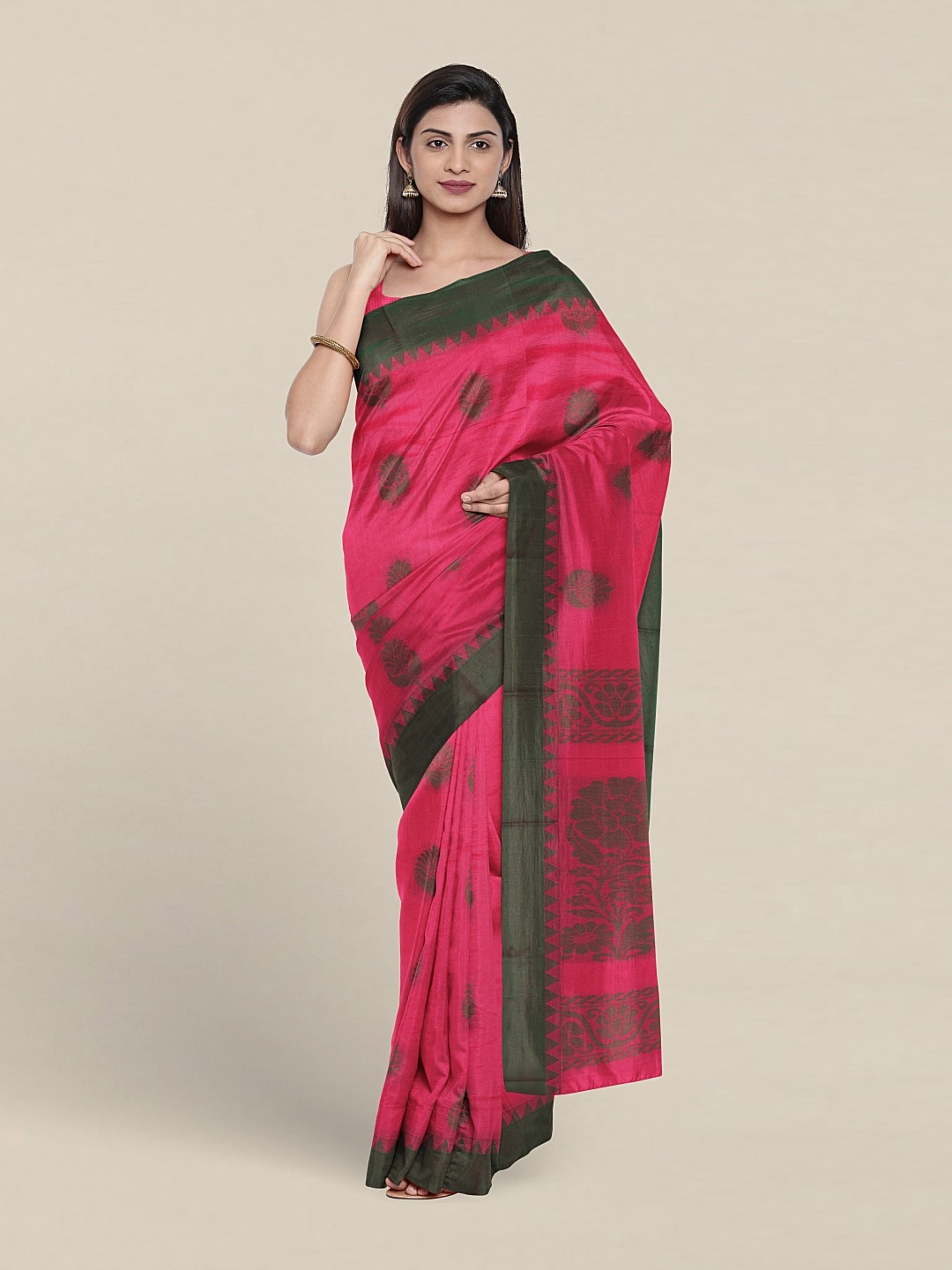 

Pothys Ethnic Motifs Woven Design Silk Cotton Saree, Pink