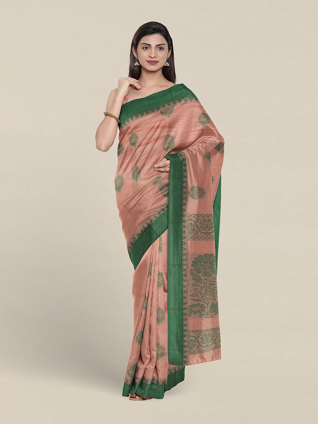 

Pothys Ethnic Motifs Woven Design Silk Cotton Saree, Peach