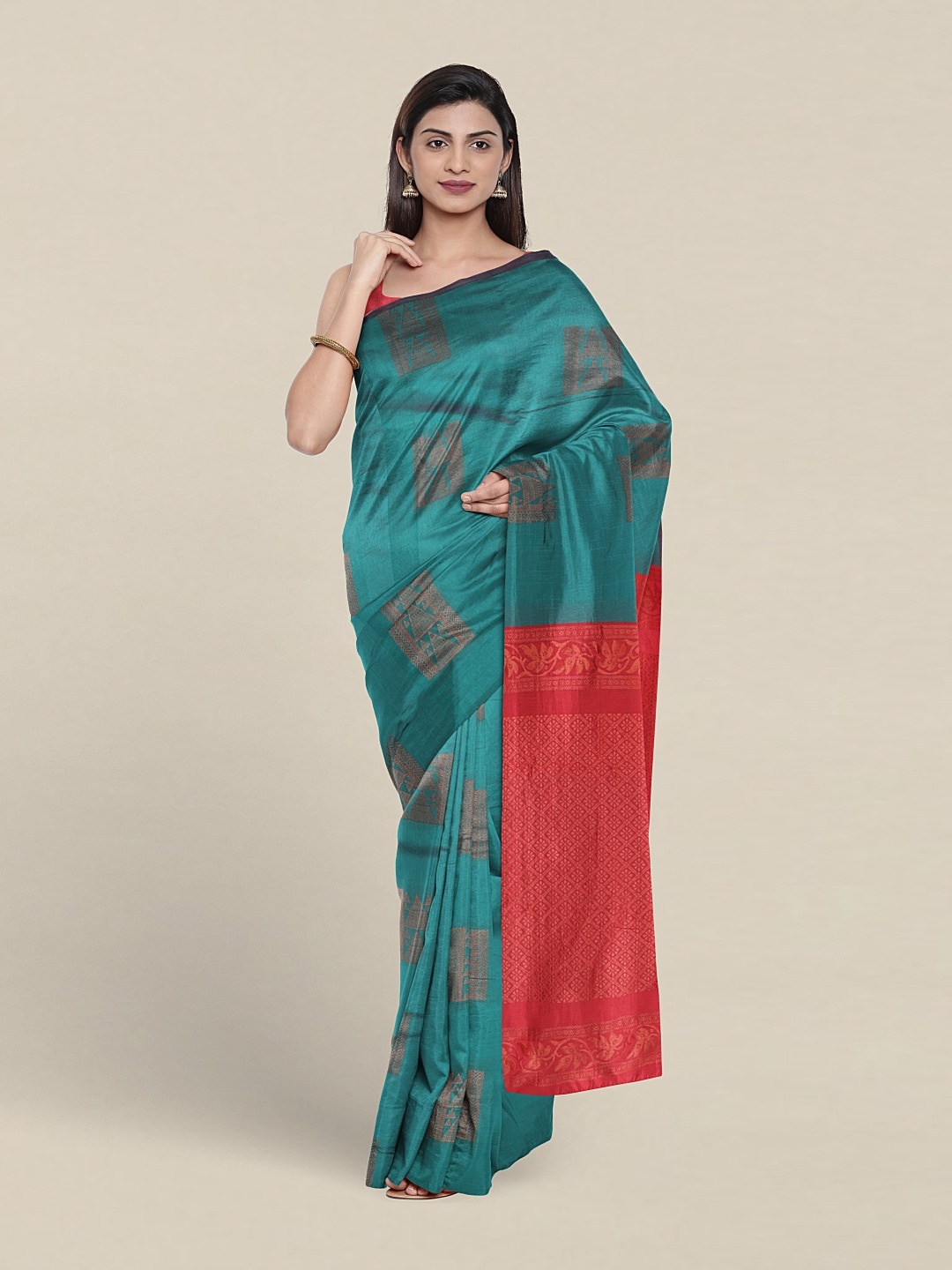 

Pothys Ethnic Motifs Woven Design Zari Silk Cotton Saree, Blue
