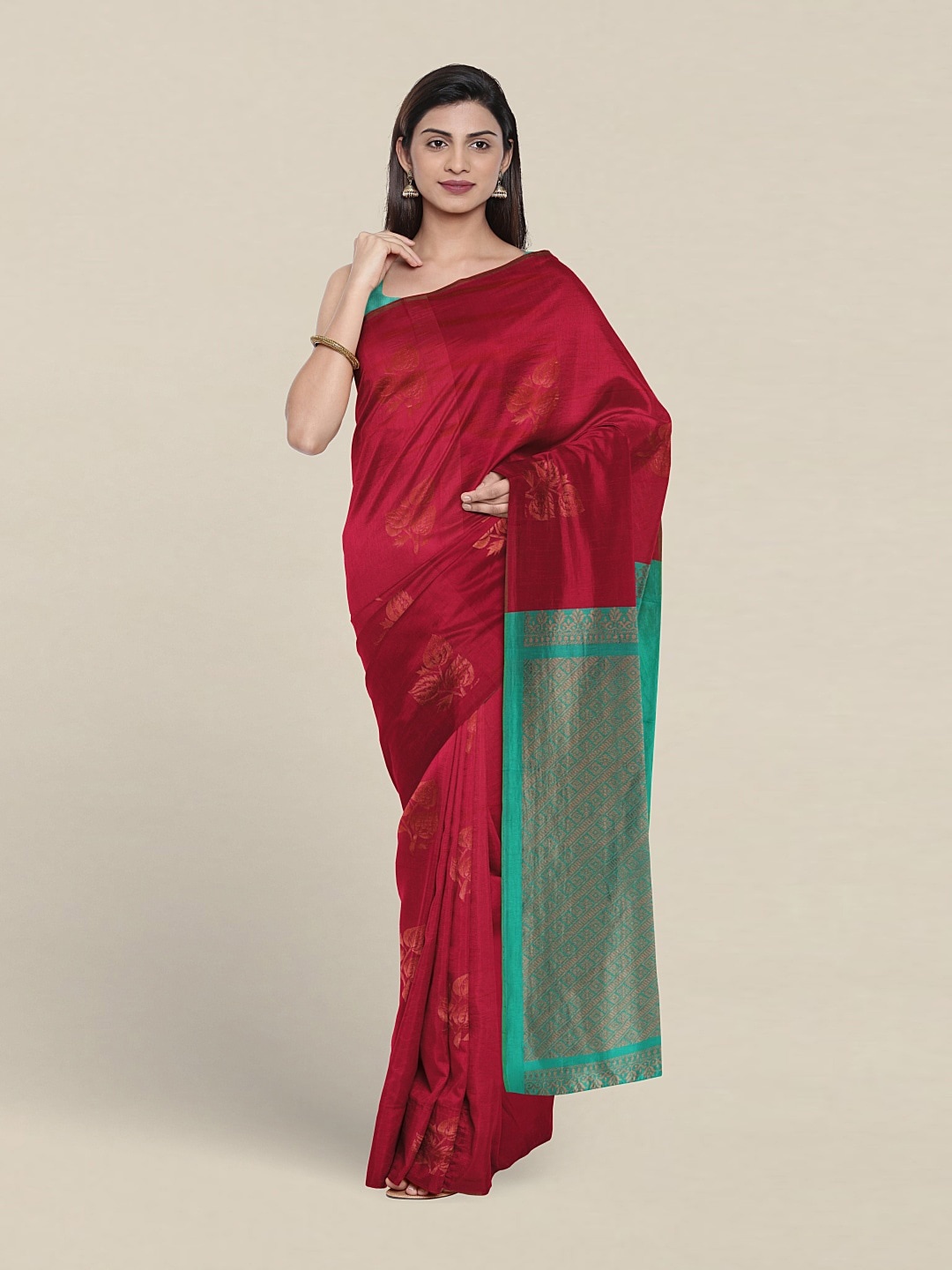 

Pothys Floral Woven Design Zari Pure Silk Saree, Red