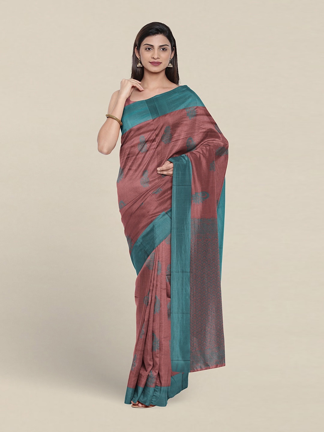 

Pothys Ethnic Motifs Woven Design Silk Cotton Saree, Pink