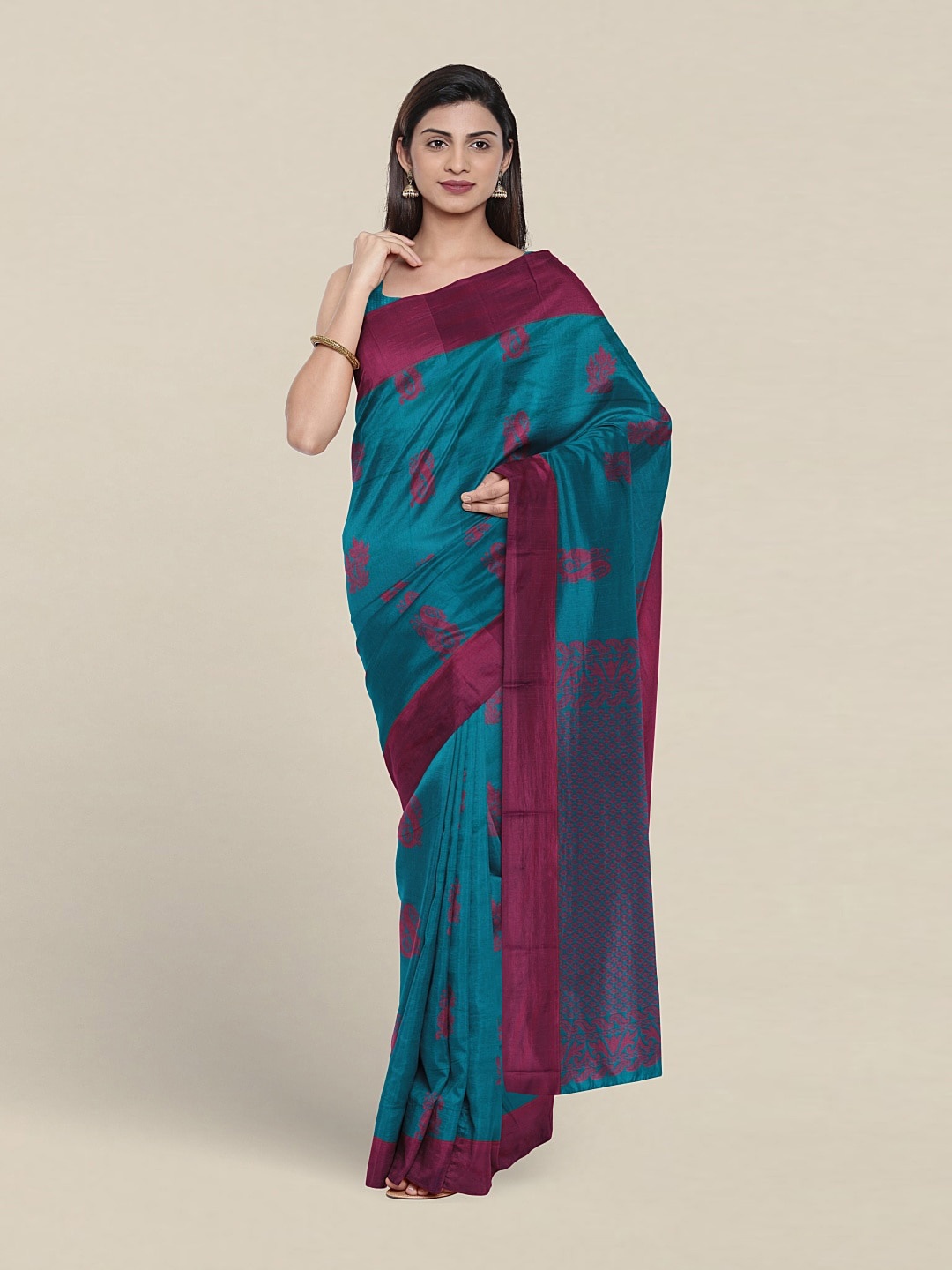 

Pothys Ethnic Motifs Woven Design Silk Cotton Saree, Blue