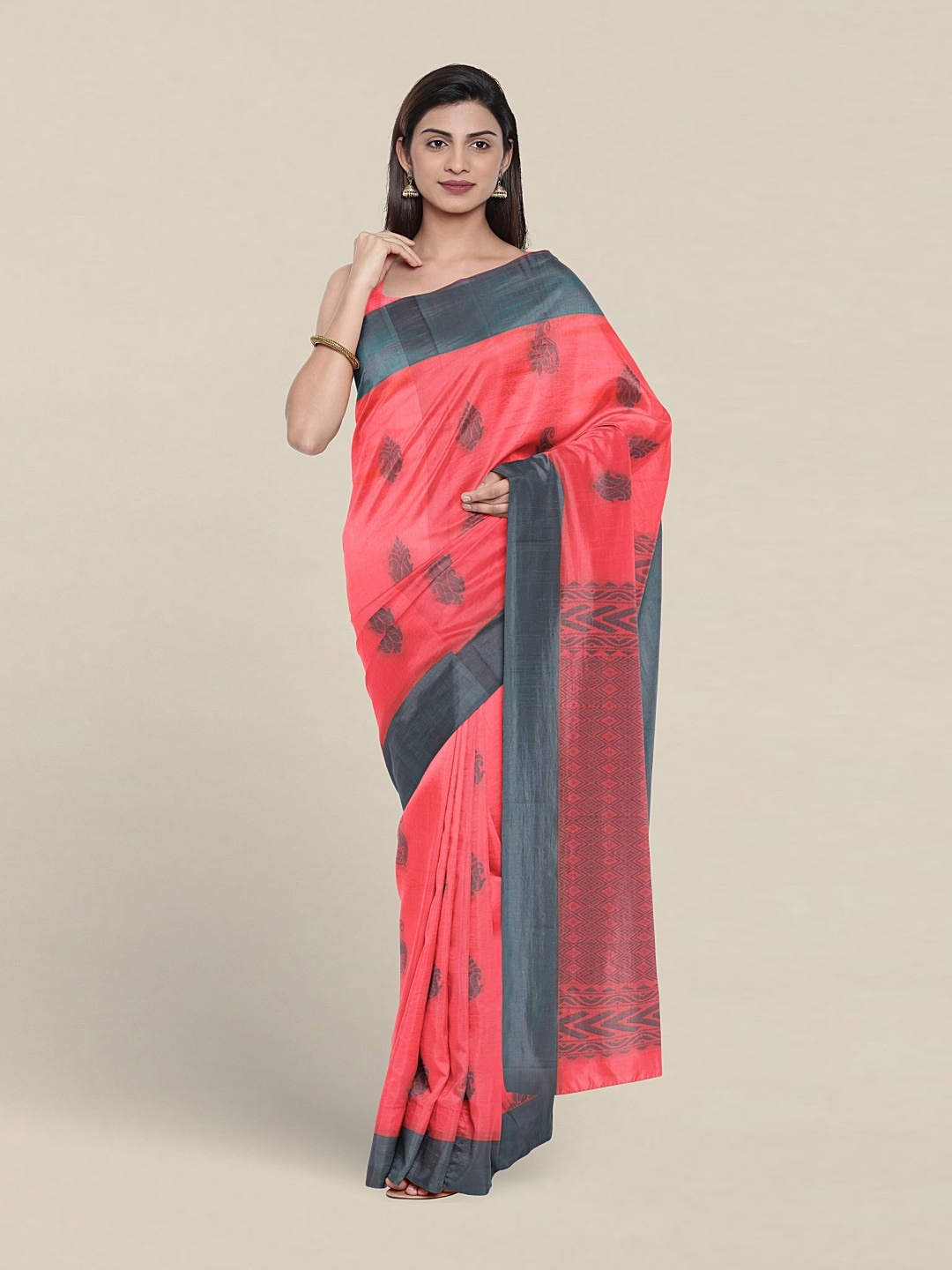 

Pothys Ethnic Motifs Woven Design Silk Cotton Saree, Pink