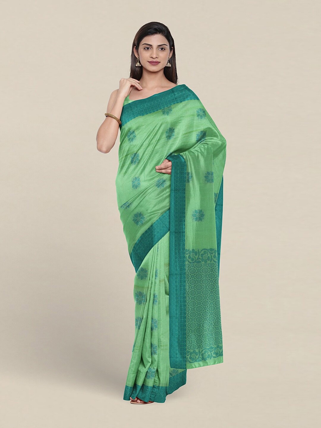 

Pothys Ethnic Motifs Woven Design Silk Cotton Saree, Green