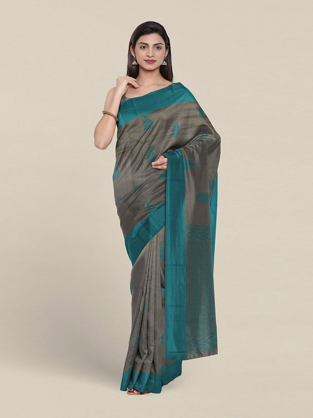 

Pothys Ethnic Motifs Woven Design Silk Cotton Saree, Grey