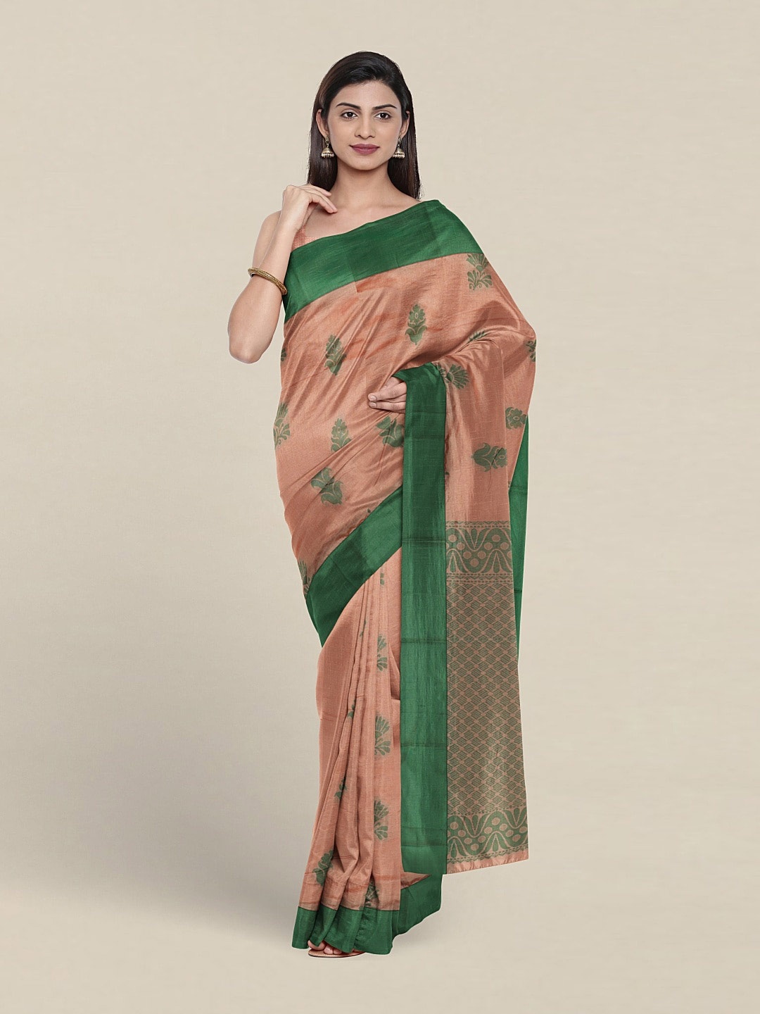 

Pothys Ethnic Motifs Woven Design Silk Cotton Saree, Peach