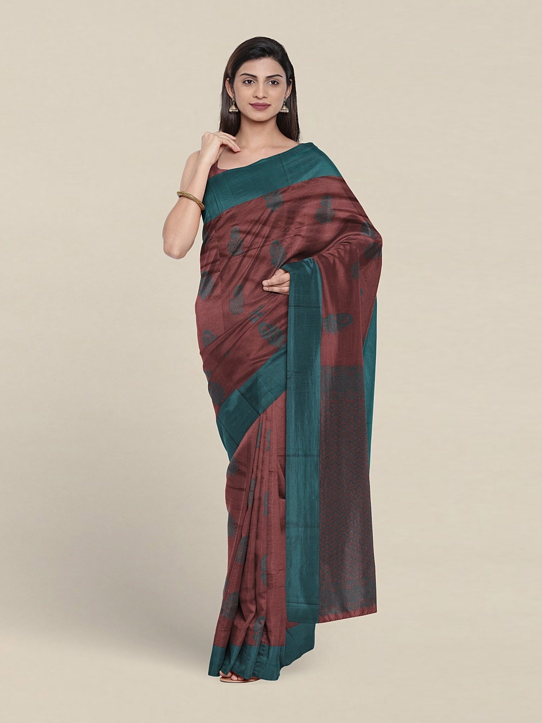 

Pothys Ethnic Motifs Woven Design Silk Cotton Saree, Maroon