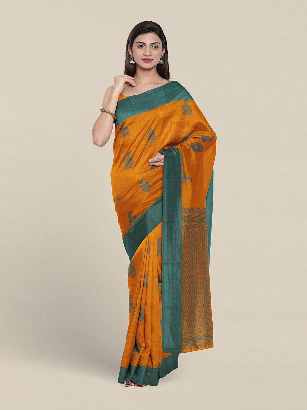 

Pothys Ethnic Motifs Woven Design Silk Cotton Saree, Yellow