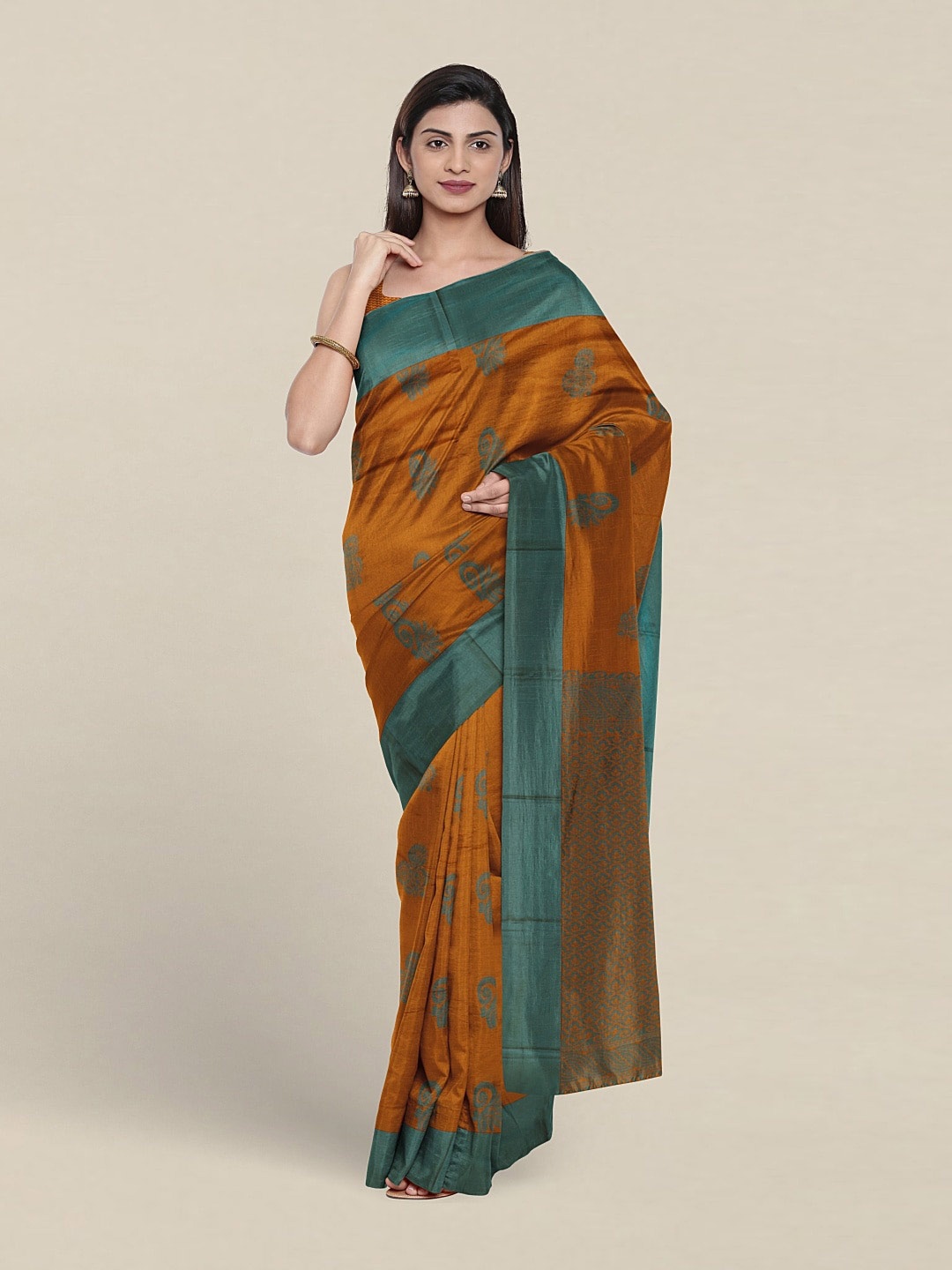 

Pothys Ethnic Motifs Woven Design Silk Cotton Saree, Mustard