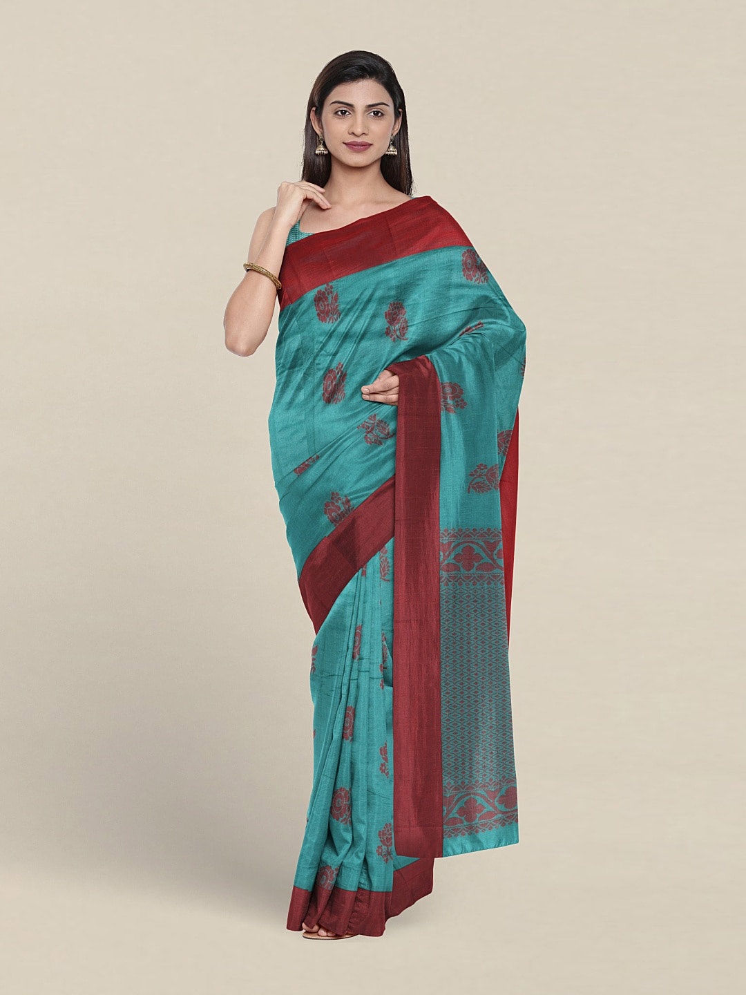 

Pothys Ethnic Motifs Woven Design Silk Cotton Saree, Blue