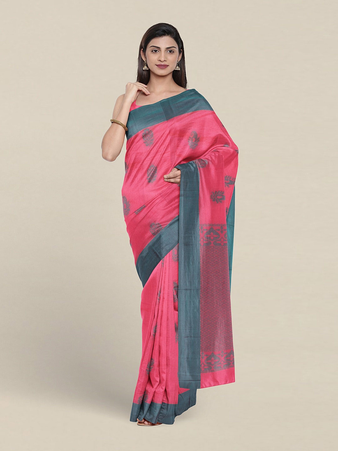 

Pothys Floral Woven Design Pure Silk Saree, Pink