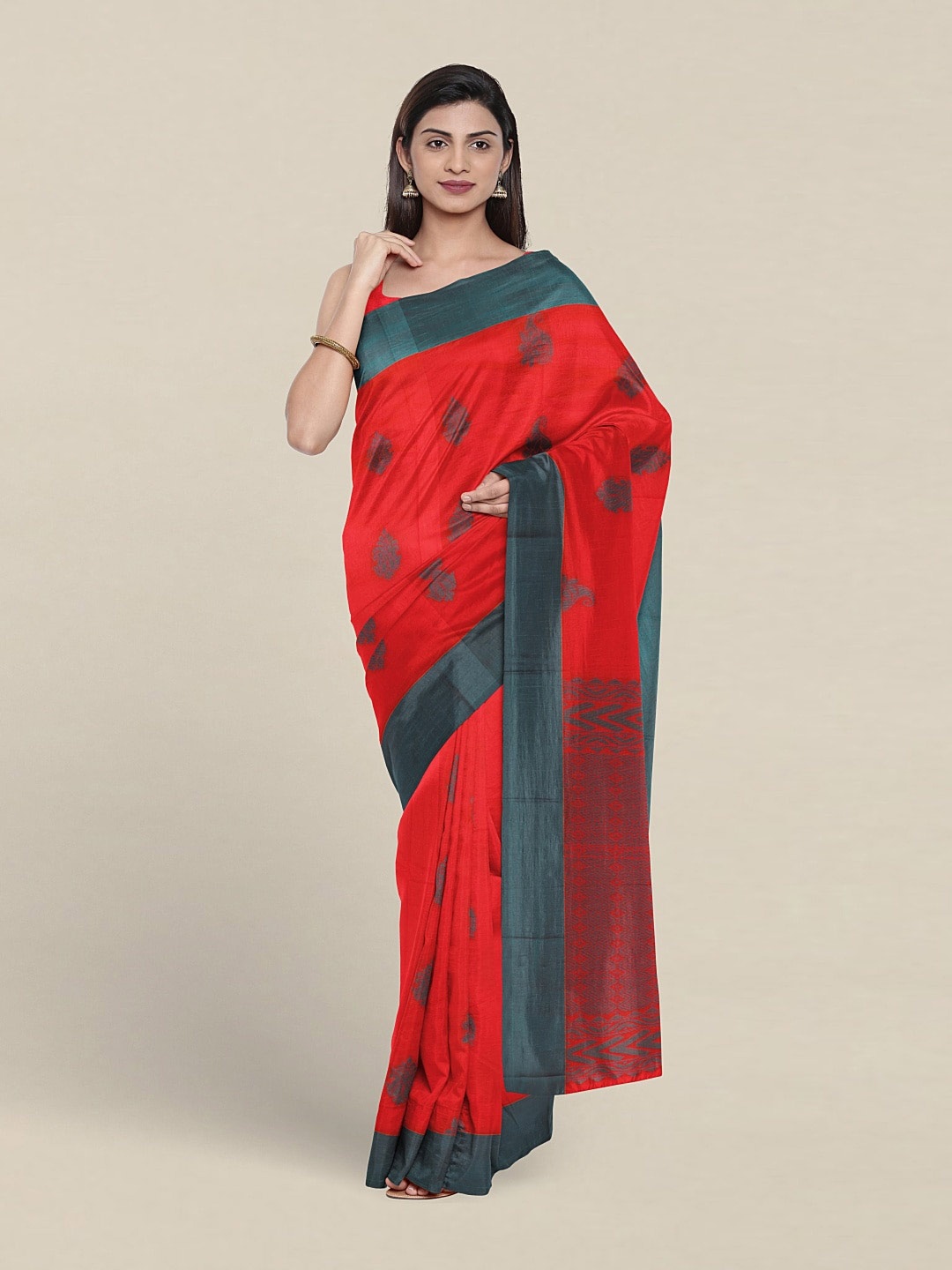 

Pothys Ethnic Motifs Woven Design Silk Cotton Saree, Red