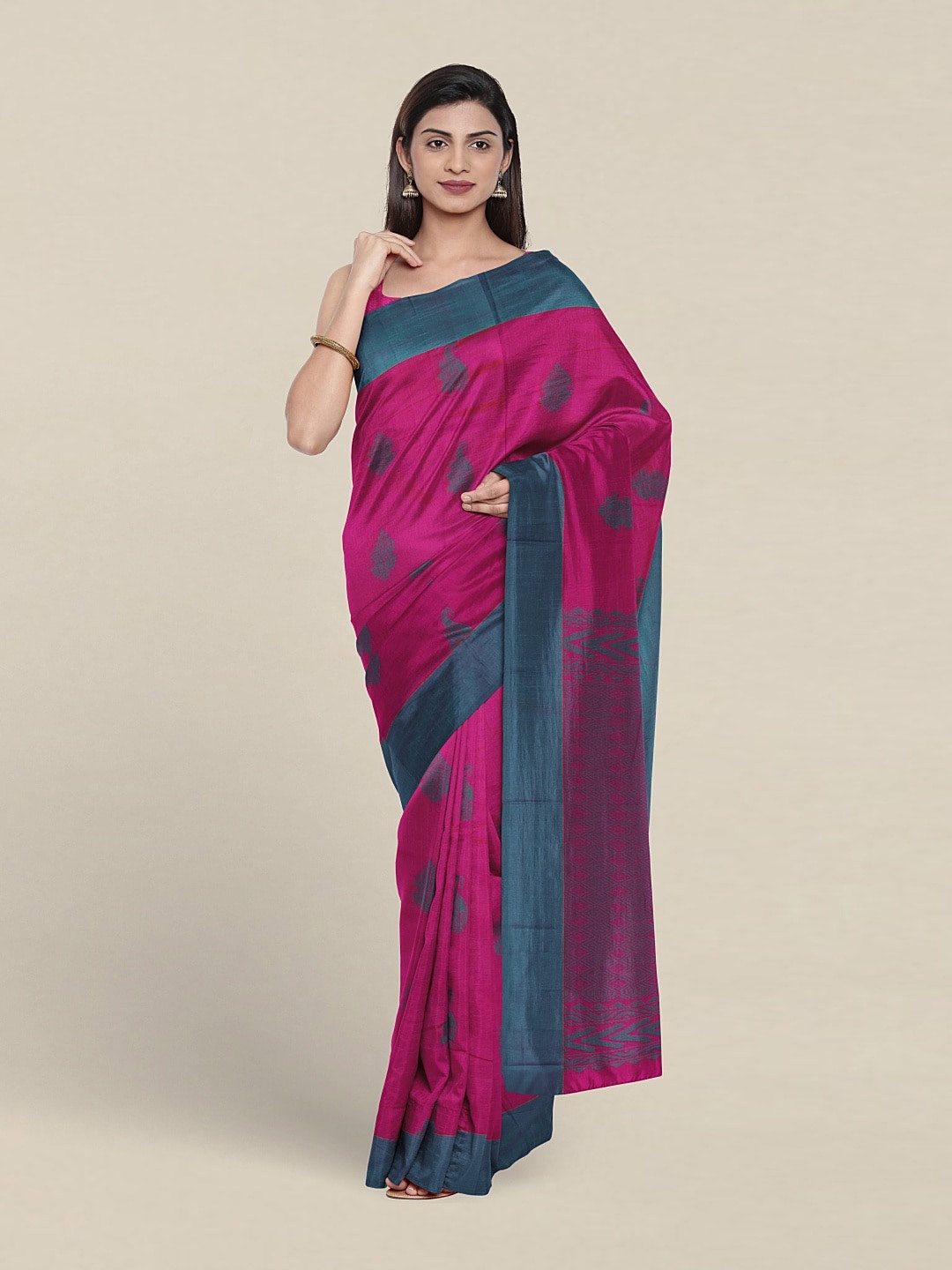 

Pothys Ethnic Motifs Woven Design Silk Cotton Saree, Pink