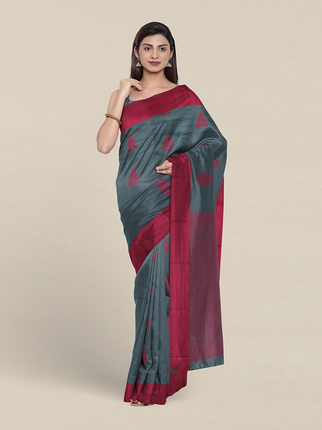 

Pothys Ethnic Motifs Woven Design Silk Cotton Saree, Grey