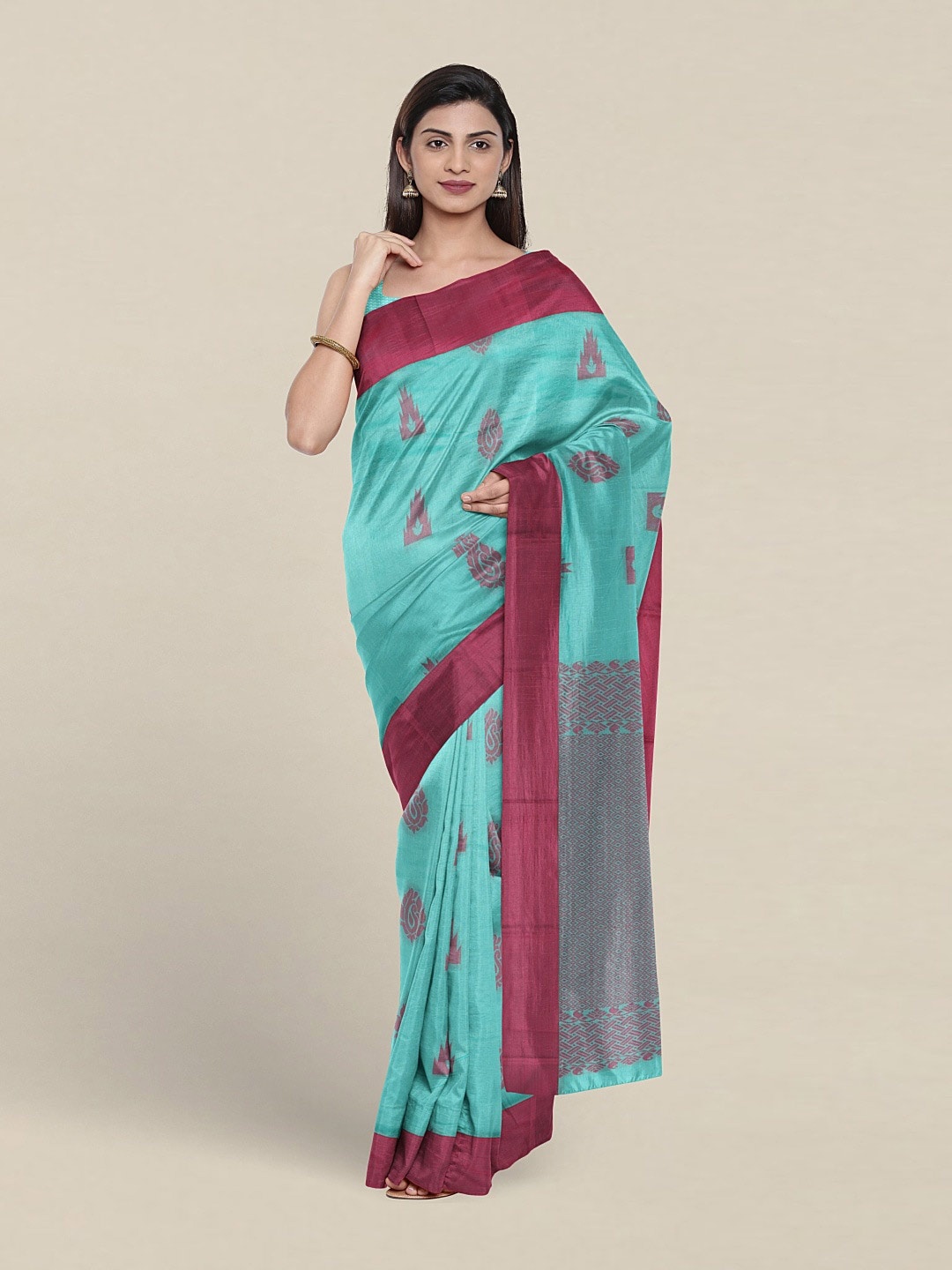 

Pothys Ethnic Motifs Woven Design Silk Cotton Saree, Blue