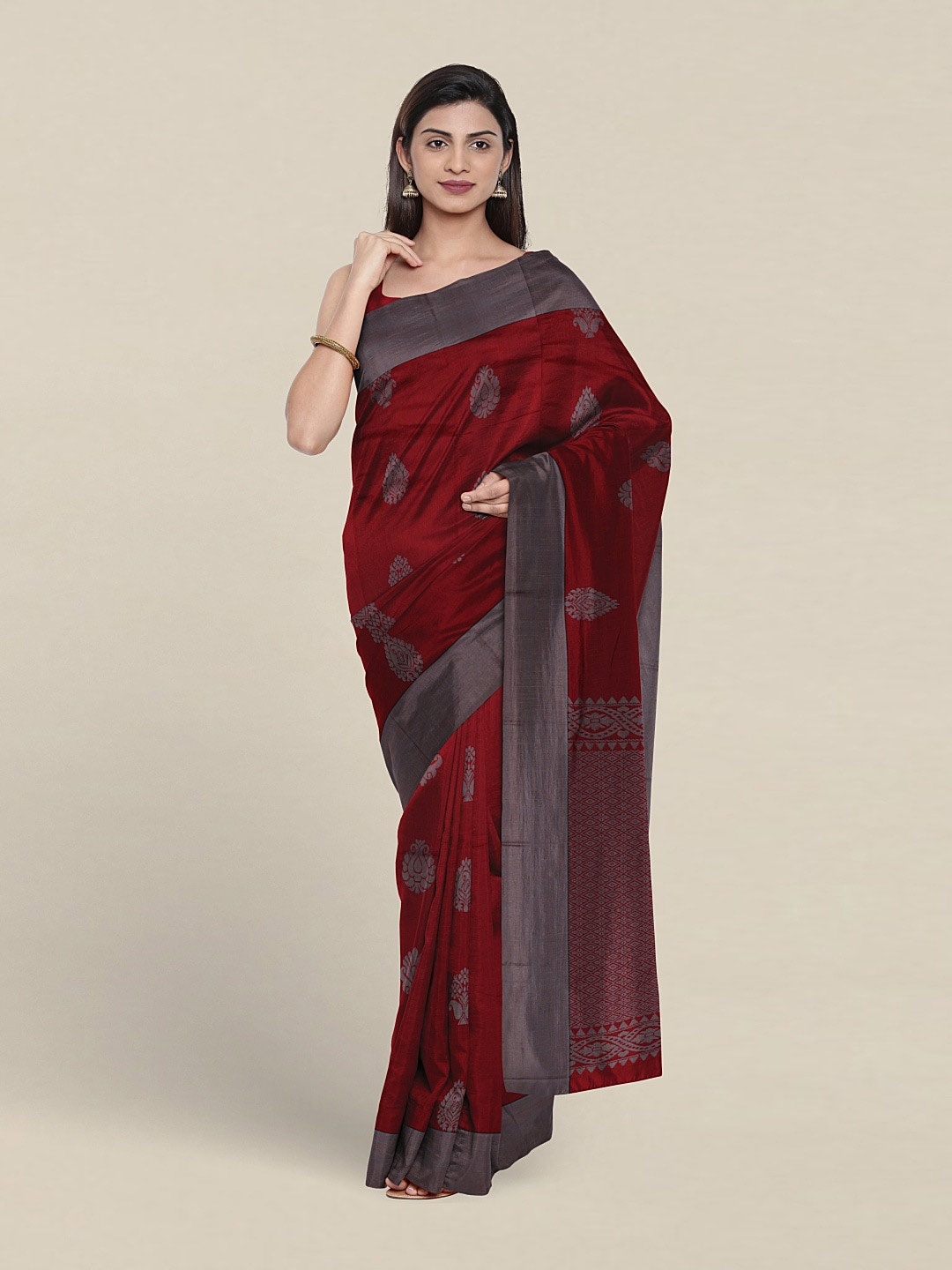 

Pothys Ethnic Motif Woven Design Pure Silk Saree, Maroon