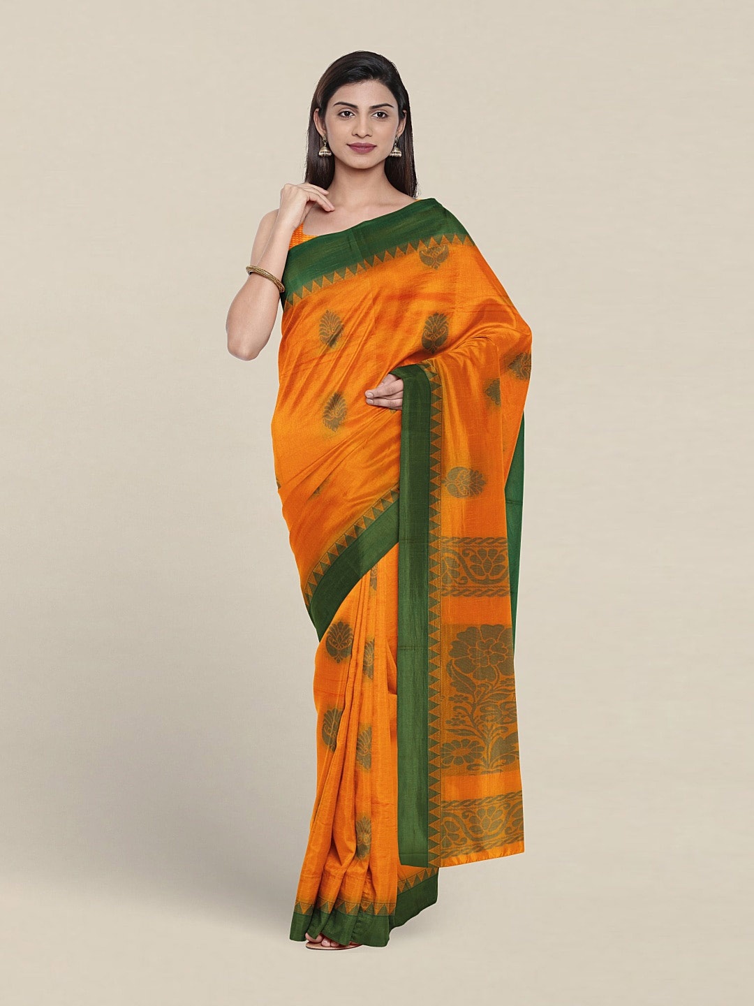 

Pothys Floral Woven Design Pure Silk Saree, Yellow