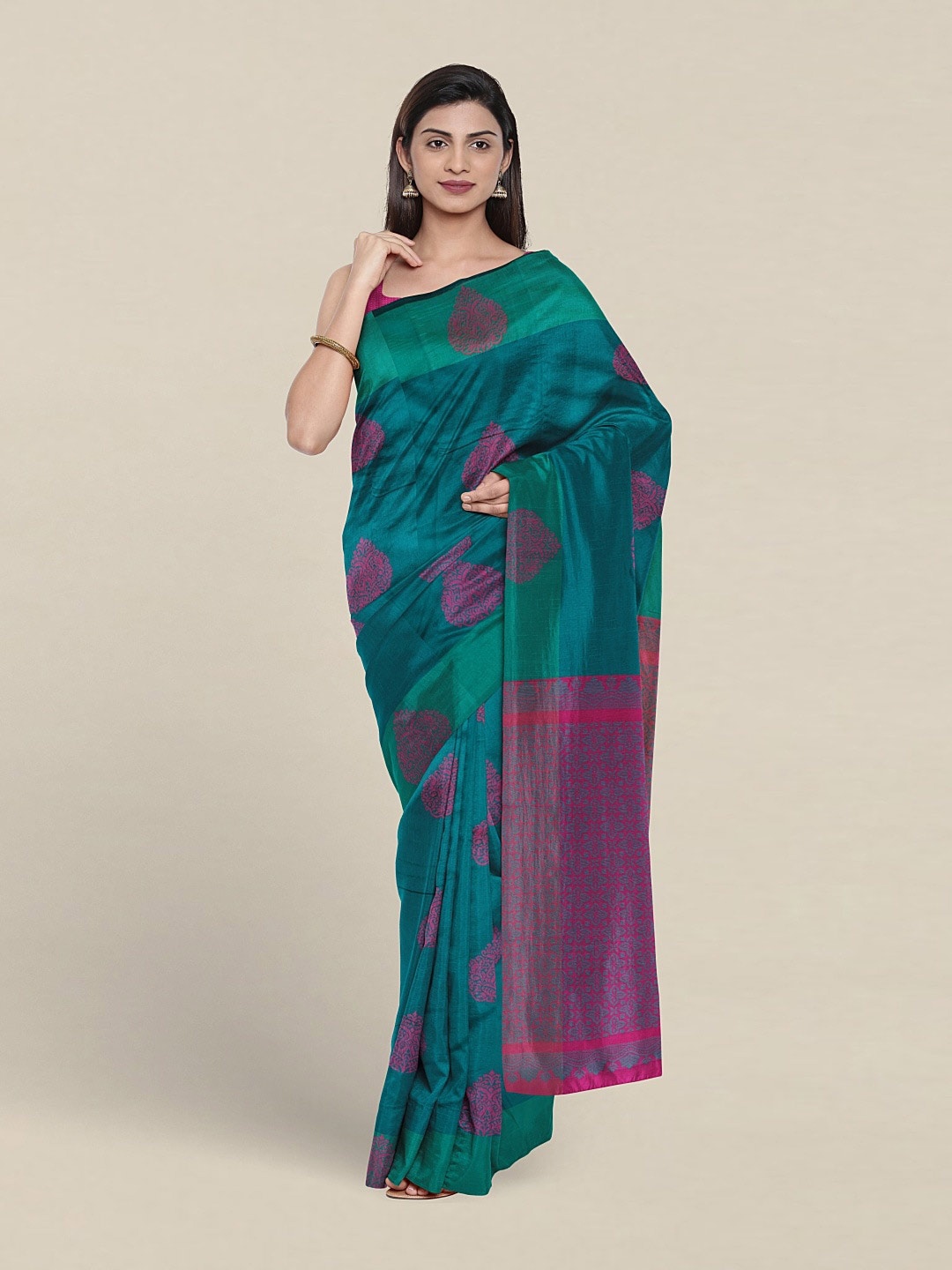 

Pothys Ethnic Motifs Woven Design Silk Cotton Saree, Green