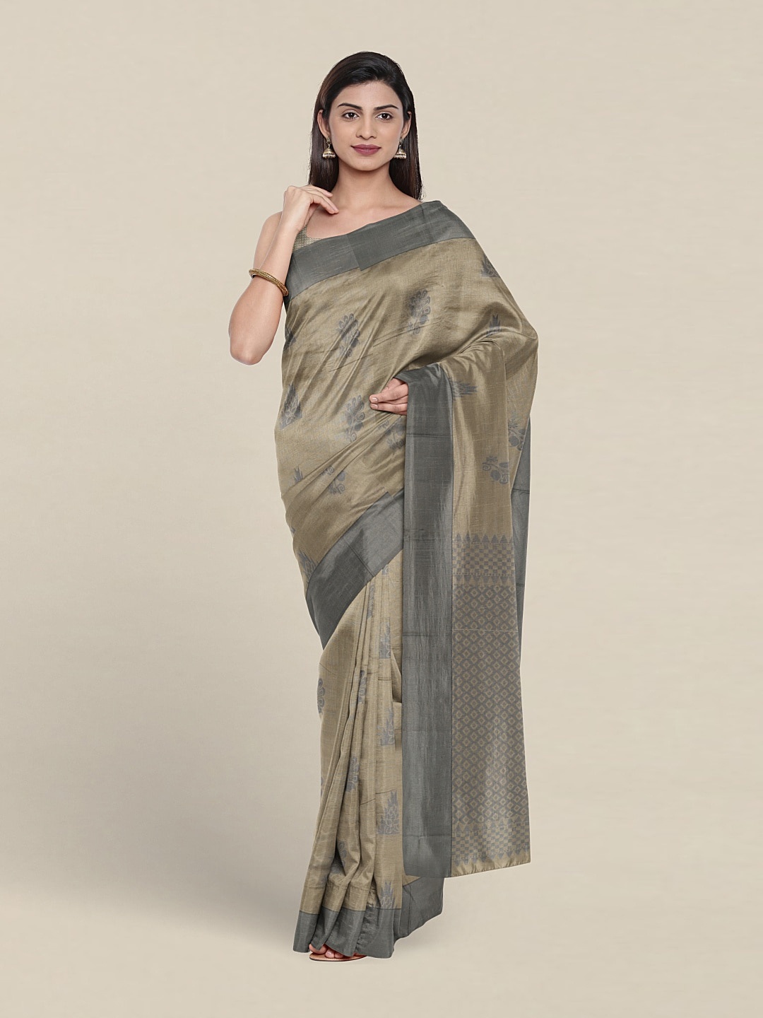 

Pothys Ethnic Motifs Woven Design Silk Cotton Saree, Grey