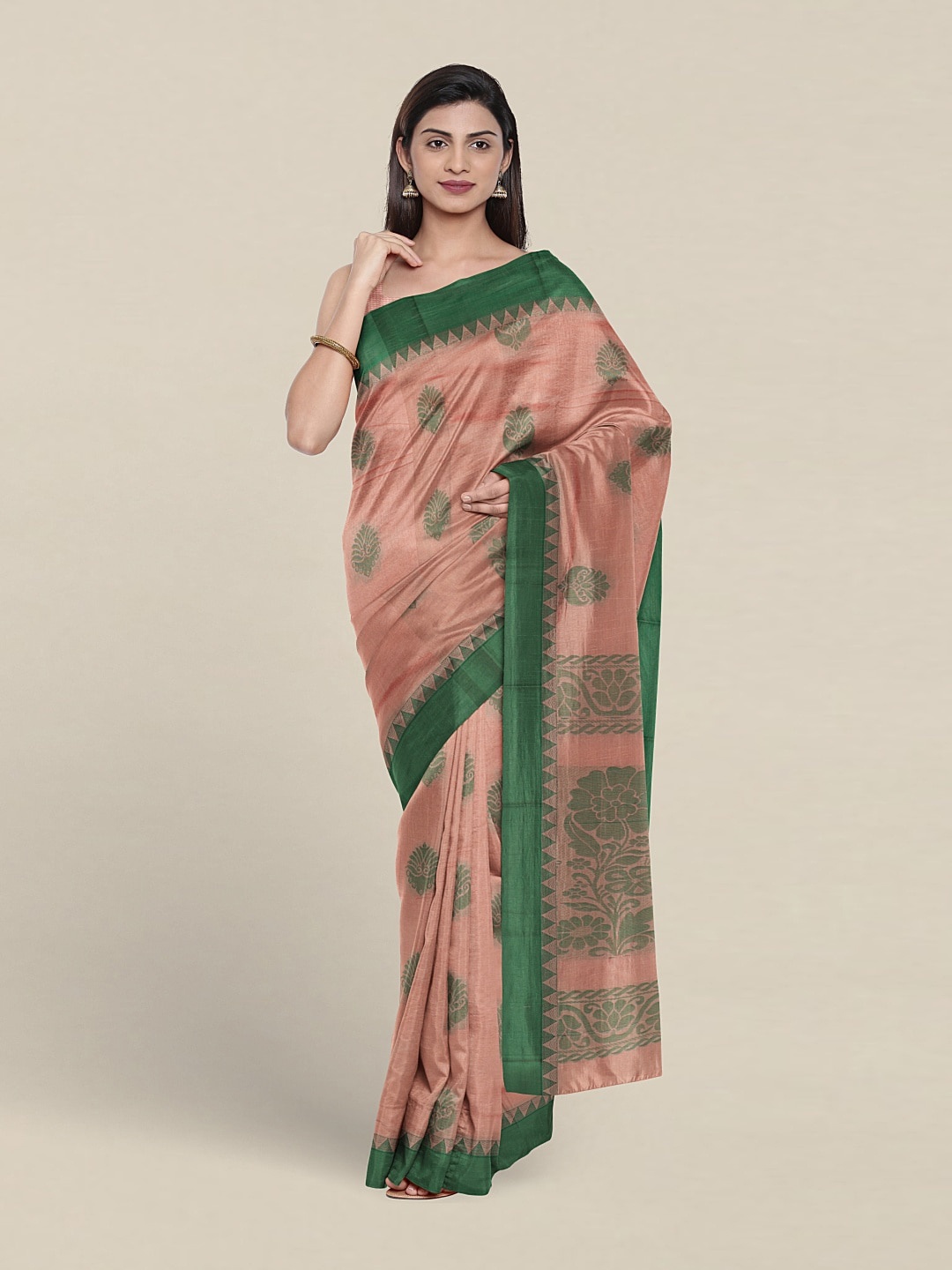 

Pothys Ethnic Motifs Woven Design Silk Cotton Saree, Peach
