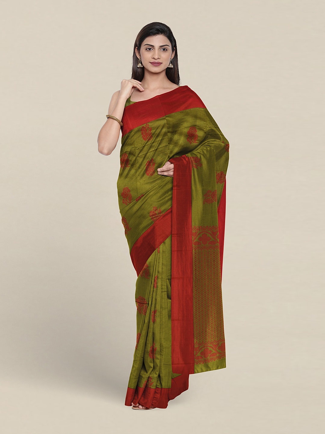 

Pothys Ethnic Motif Woven Design Pure Silk Saree, Green