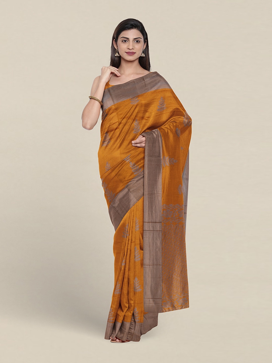 

Pothys Ethnic Motif Woven Design Pure Silk Saree, Mustard