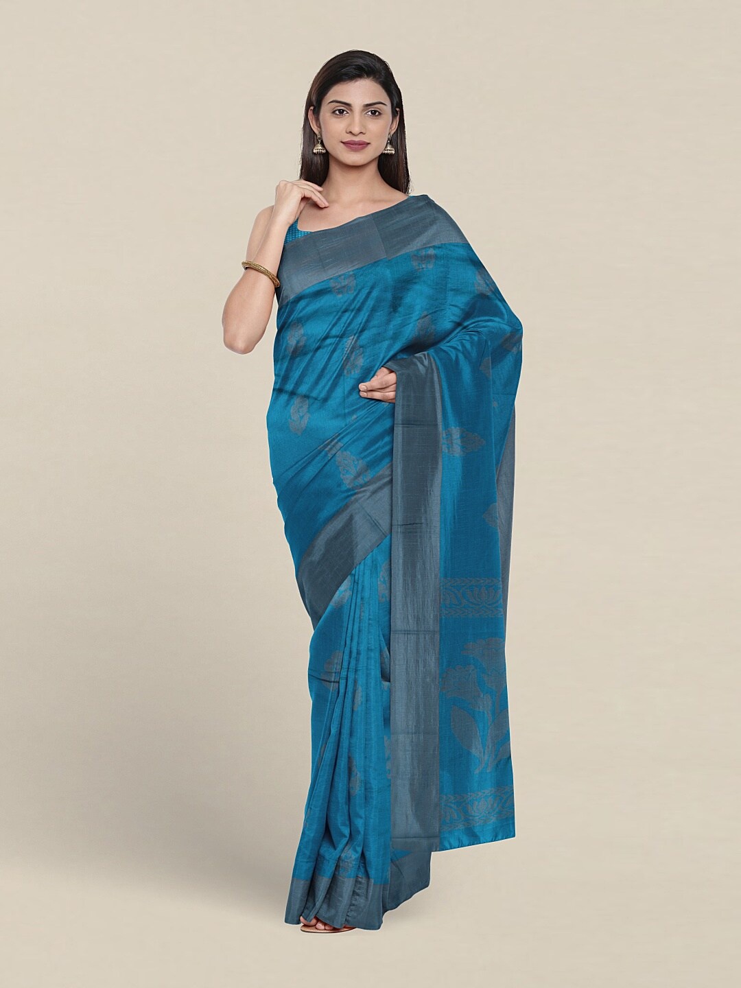 

Pothys Ethnic Motifs Woven Design Silk Cotton Saree, Blue