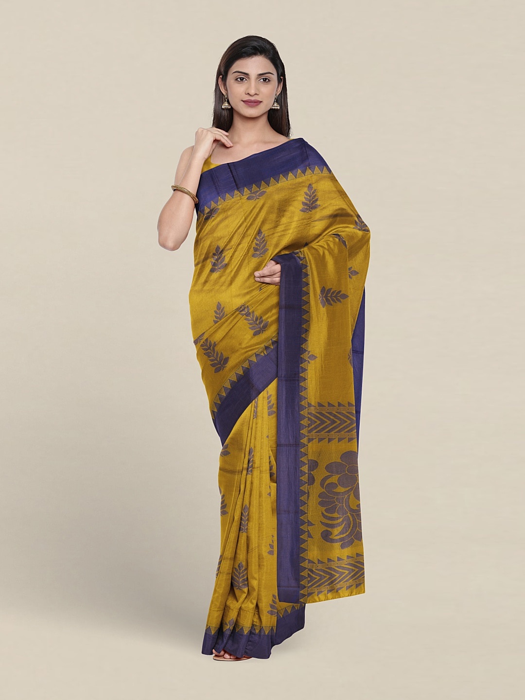 

Pothys Ethnic Motifs Woven Design Silk Cotton Saree, Yellow