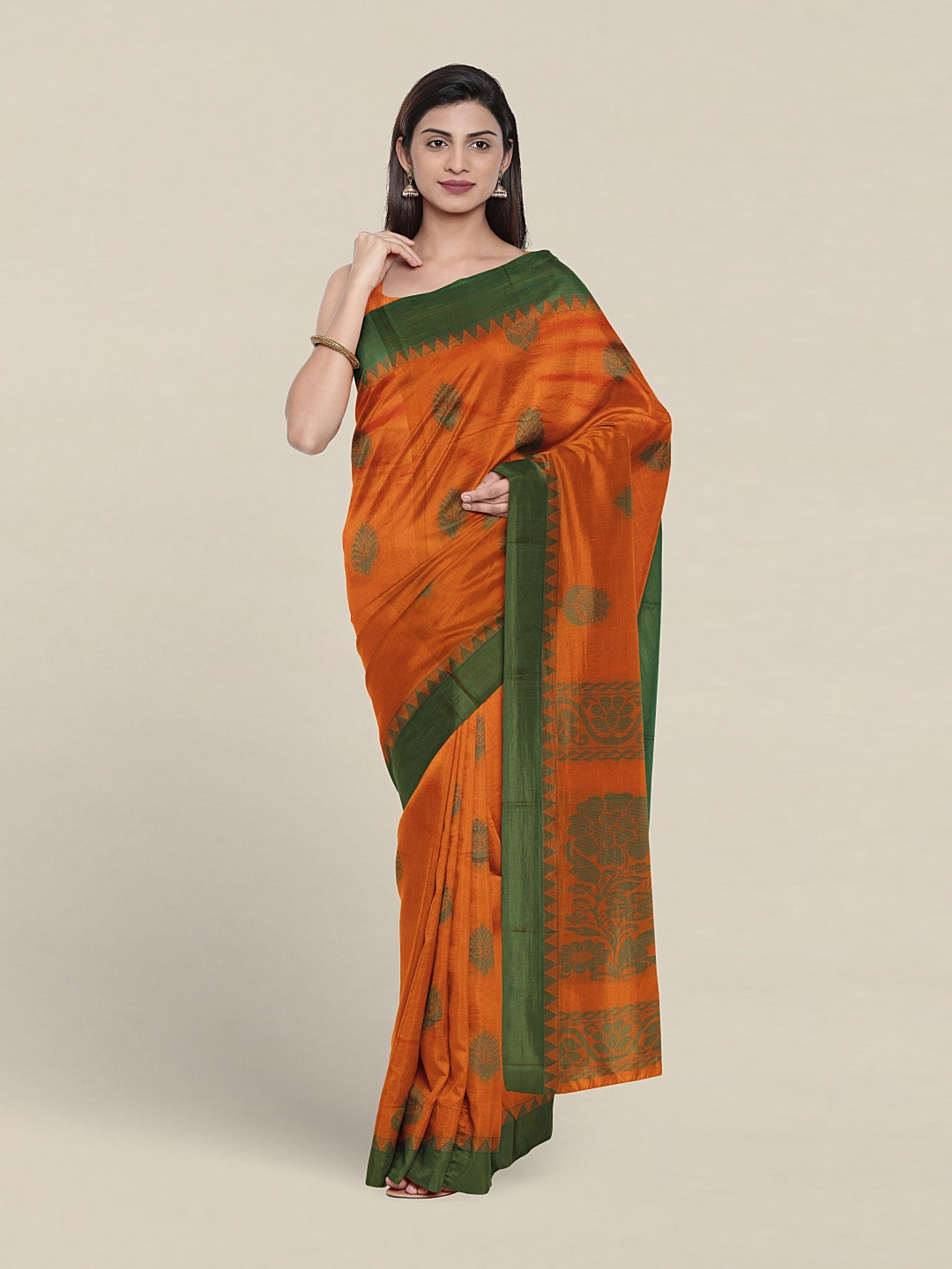 

Pothys Ethnic Motifs Woven Design Silk Cotton Saree, Orange