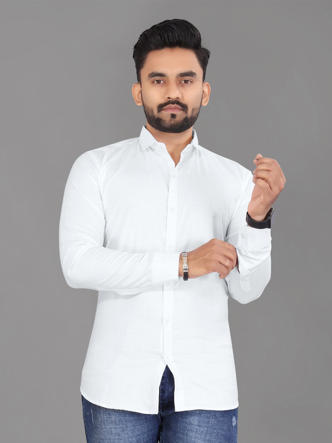 

APNISHA Cotton Slim Fit Formal Shirt, White