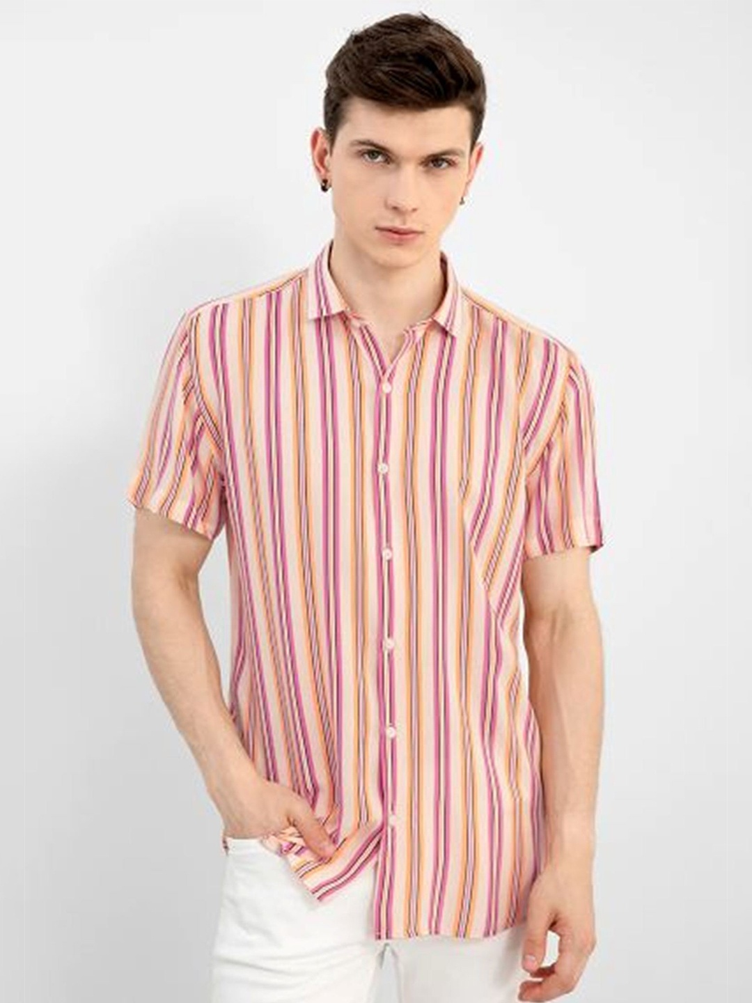 

APNISHA Multi Stripes Casual Shirt, Cream