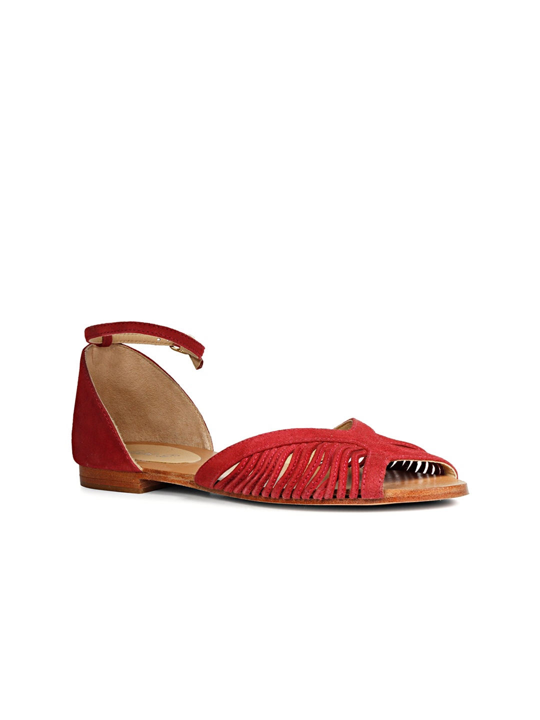 

Saint G Women Leather Open Toe Flats, Red