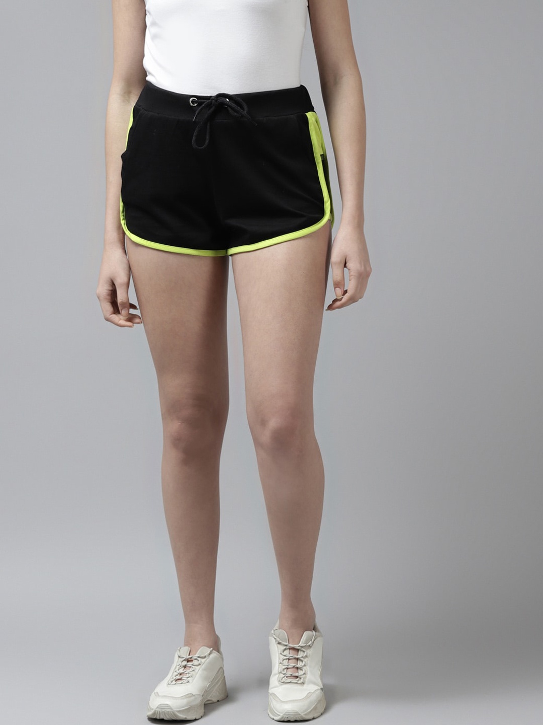 

The Dry State Women Cotton High-Rise Sports Shorts, Black