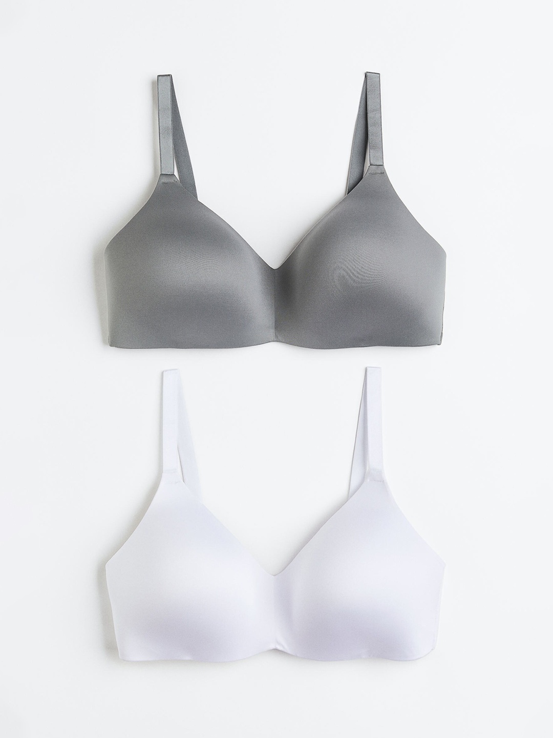 

H&M H&M+ 2-pack non-wired bras, Grey