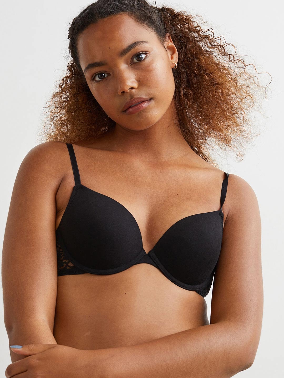 

H&M 2-Pack Cotton Push-Up Bras, Black