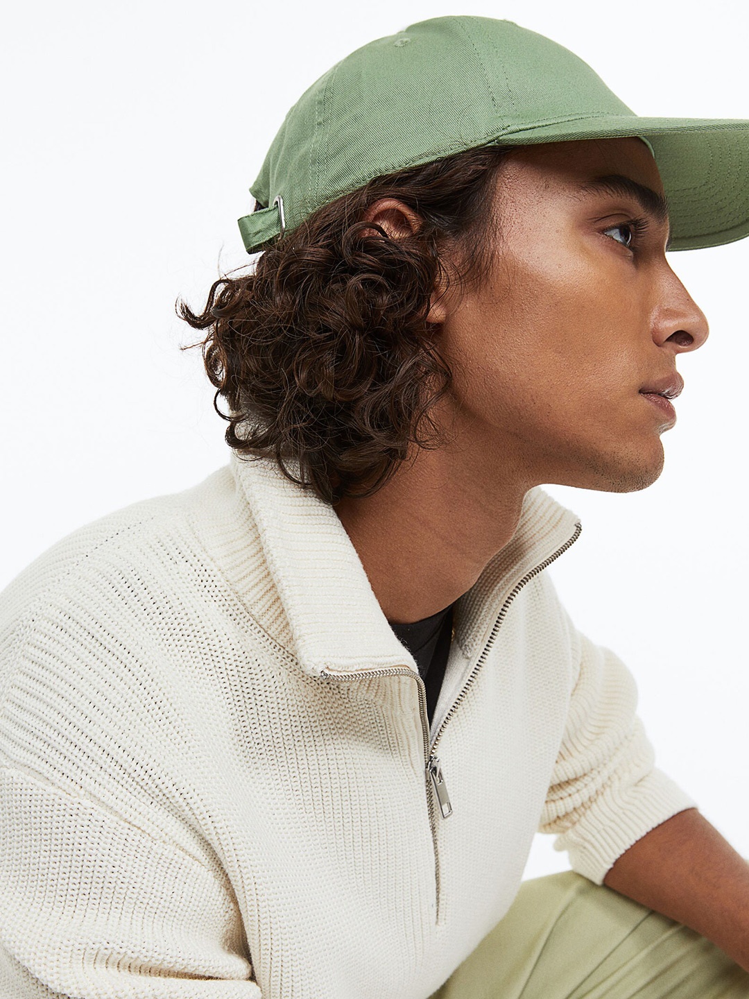

H&M Men Cotton Twill Cap, Green