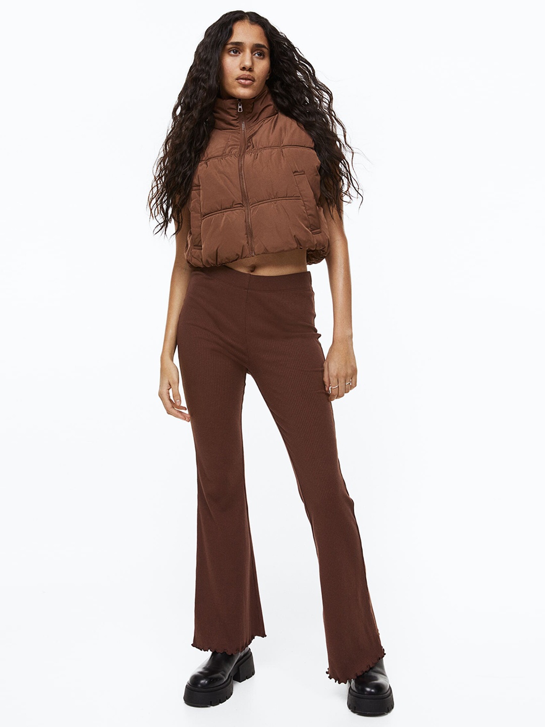 

H&M Women Flared Leggings, Brown
