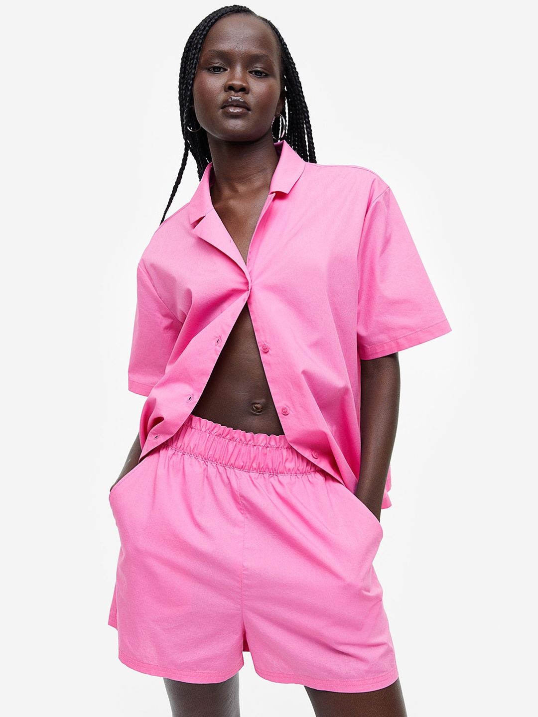 

H&M Women Pull-On Cotton Shorts, Pink