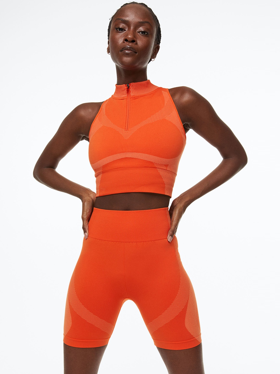 

H&M Women DryMove Seamless Sports Cycling Shorts, Orange